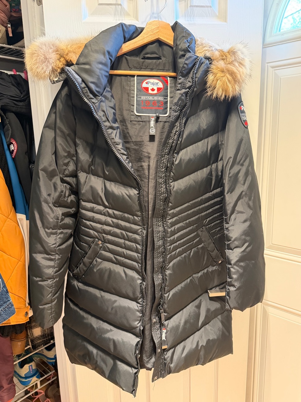 Pajar Black Down Quilted Parka with Fur-Trim Hood